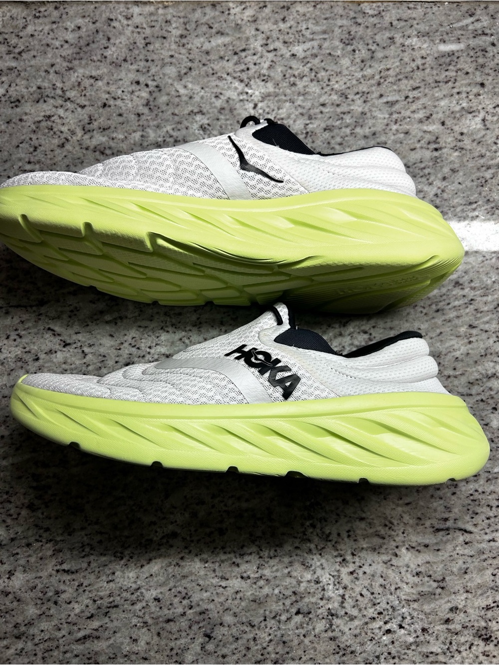 Hoka Men's Ora Recovery 2 Slip-On Athletic Shoes - White w/ Neon Yellow Size 13 - Picture 4 of 8